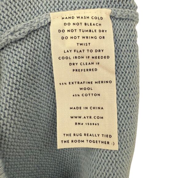 AYR Mens The Yachty Colorblock Sweater Extrafine Merino Wool Cotton Size M - Picture 8 of 10